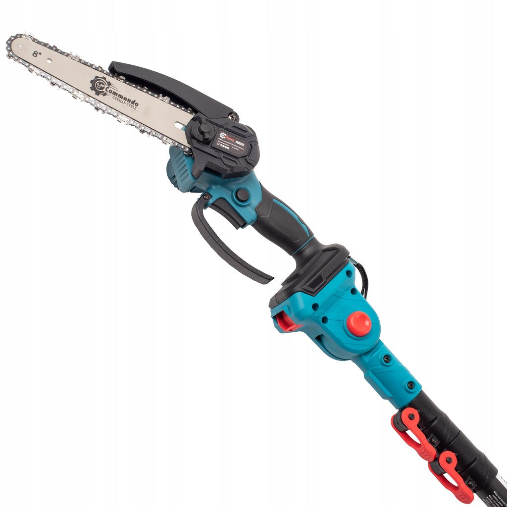 15 cm pjūklo rinkinys + genėjimo žirklės + akumuliatorinė teleskopinė ranka 4 m, 2 akumuliatoriai