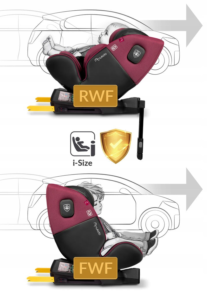 PASUKAMA AUTOMOBILINĖ KĖDUTĖ su KOJA 0-36KG ISOFIX NUKIDO I-SIZE 40-150cm