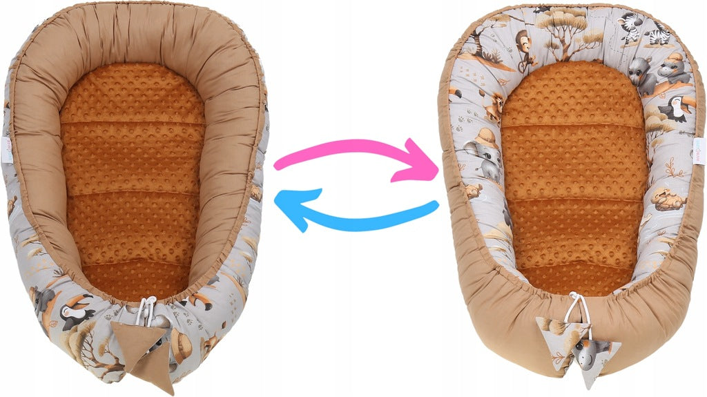 Bērnu ligzda-kokons "Minky" XXL komplekts "BabyMam", 7 daļas