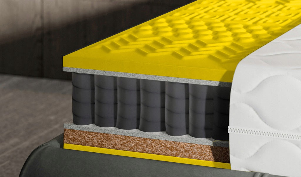 120x200 itin elastingas juodas kišeninis masažinis čiužinys, 22 cm, prabangus kokoso spalvos