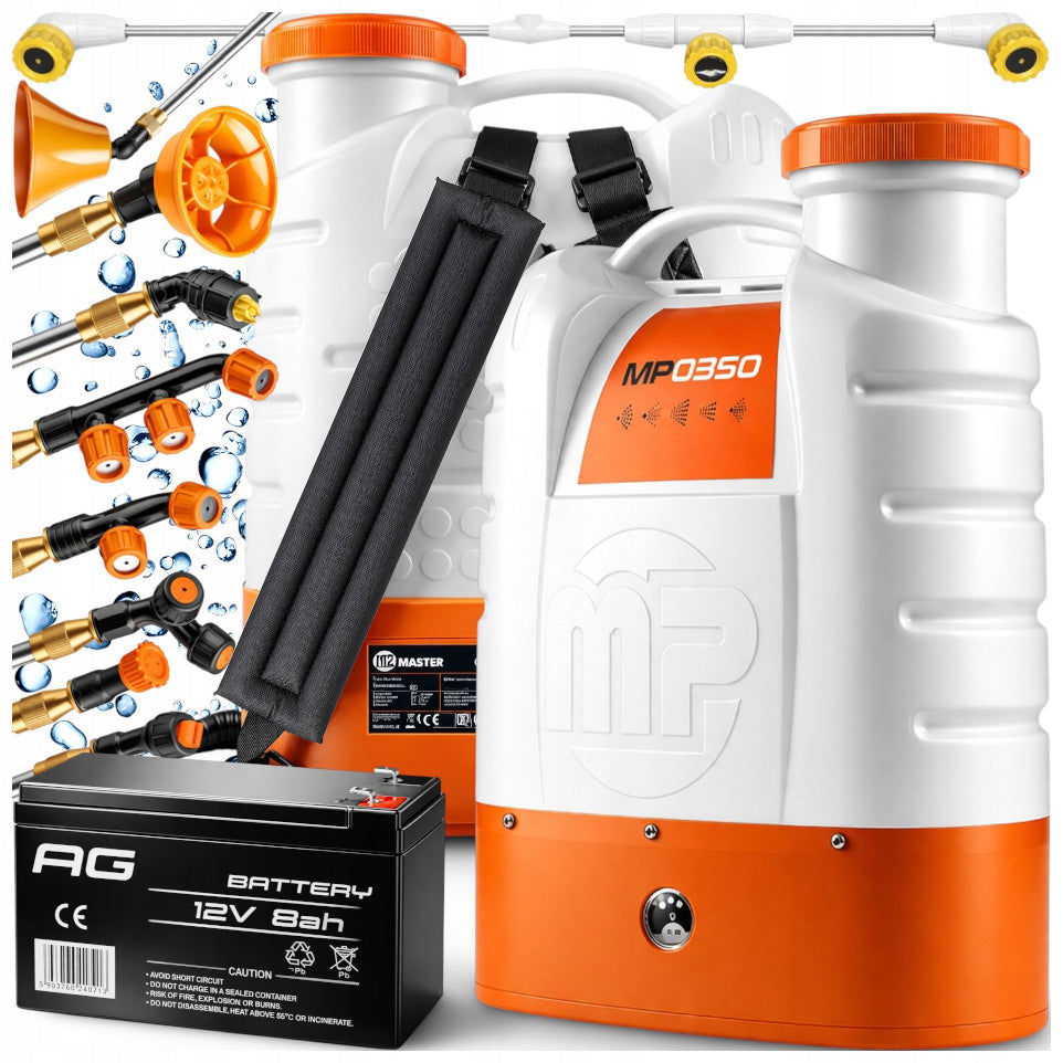 Elektrinis purkštuvas su baterija, 16 l, sodui, „Majster MP0350“
