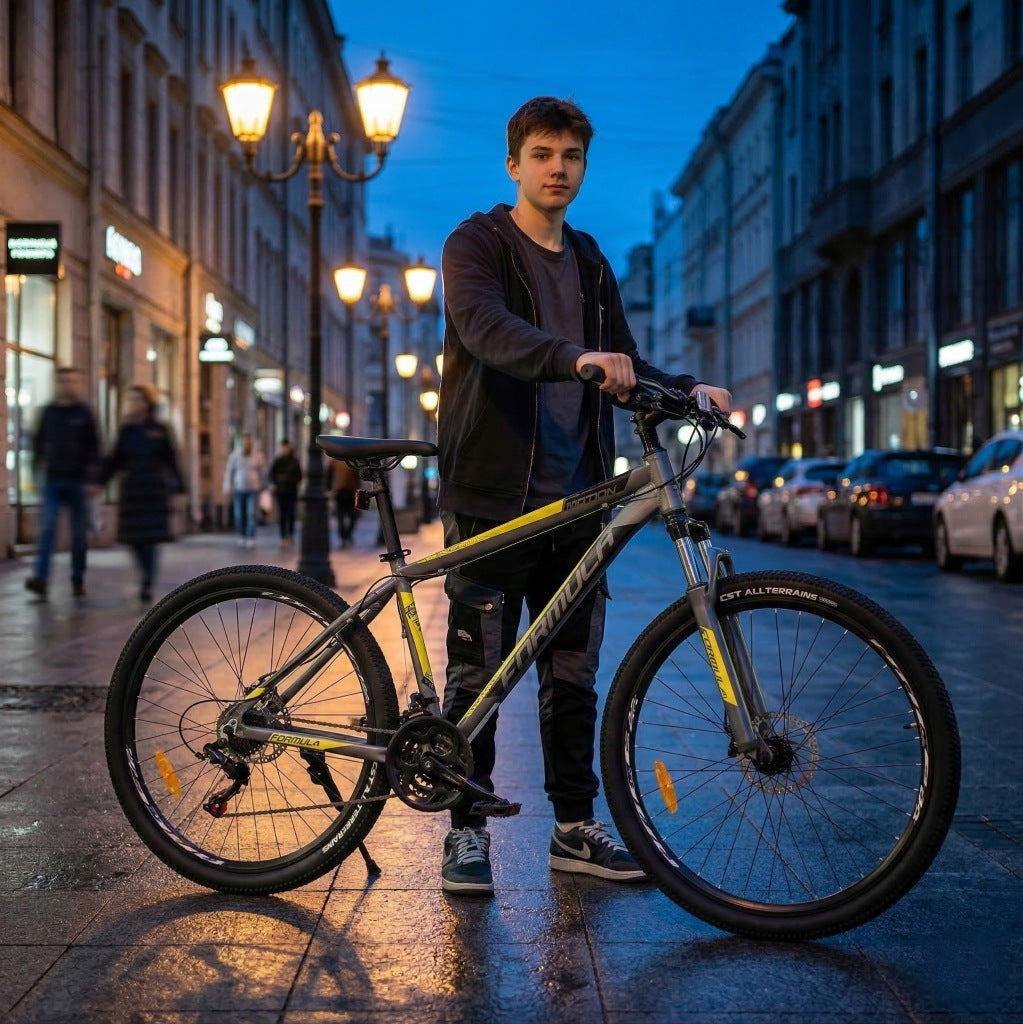 Pilkai geltonas 27,5 colio kalnų dviratis