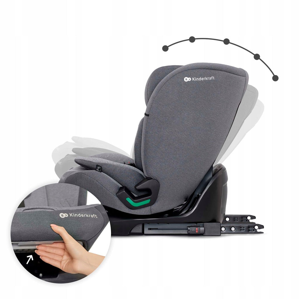 Kinderkraft automobilinė kėdutė 76-150cm 9-36kg ISOFIX ONETO3 i-Size pilka