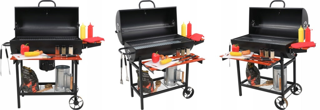 Aia söegrill ratastel, riiulid