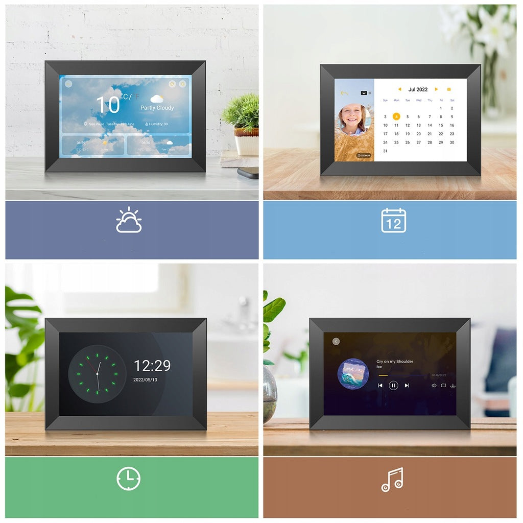 10,1 colio skaitmeninis nuotraukų rėmelis su jutikliniu ekranu, nuotraukos, vaizdo įrašai, „Wi-Fi“ programėlė