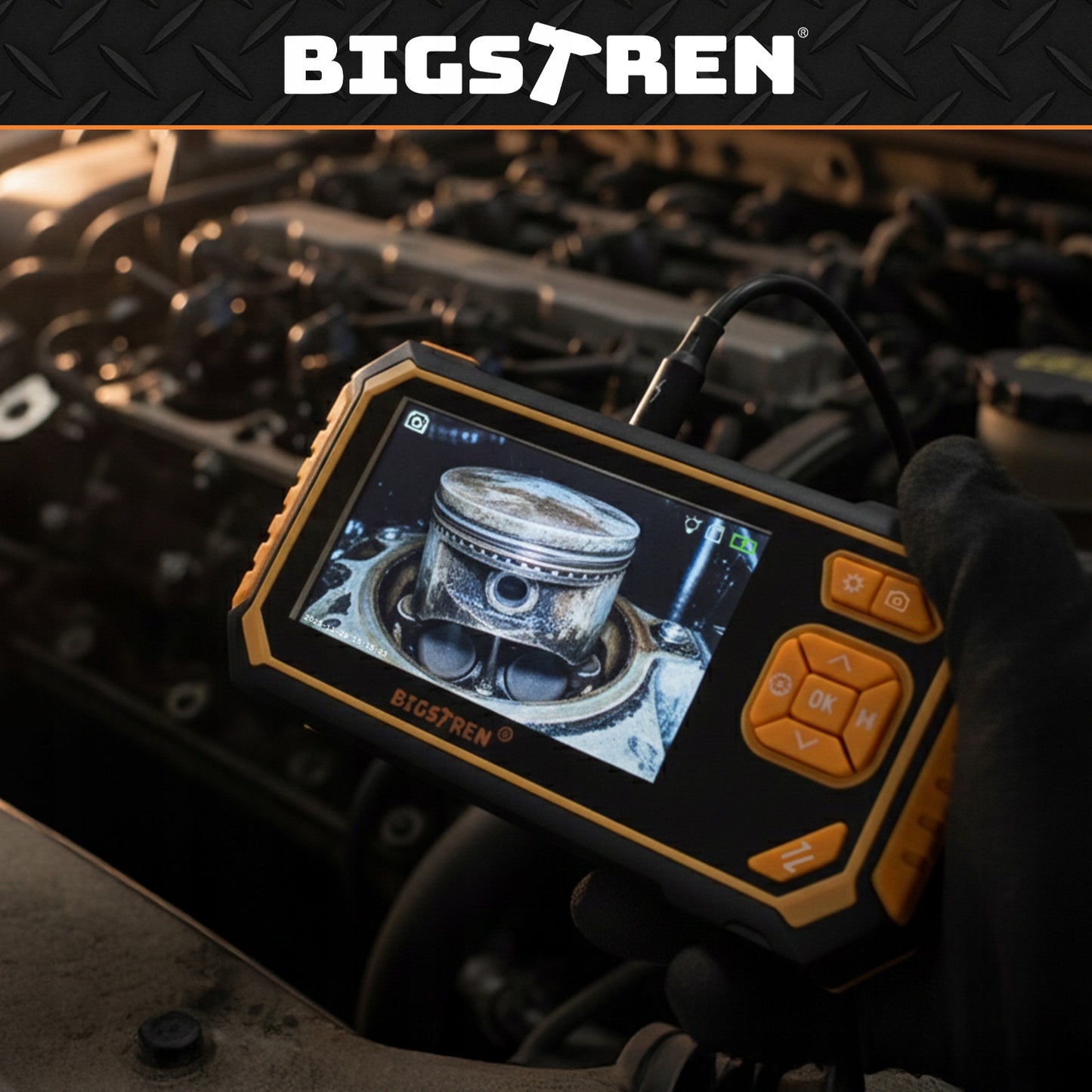 Endoskopiskā kamera ar ekrānu 5m | Full HD | IP67 | Cauruļu, kanalizācijas un auto diagnostikai