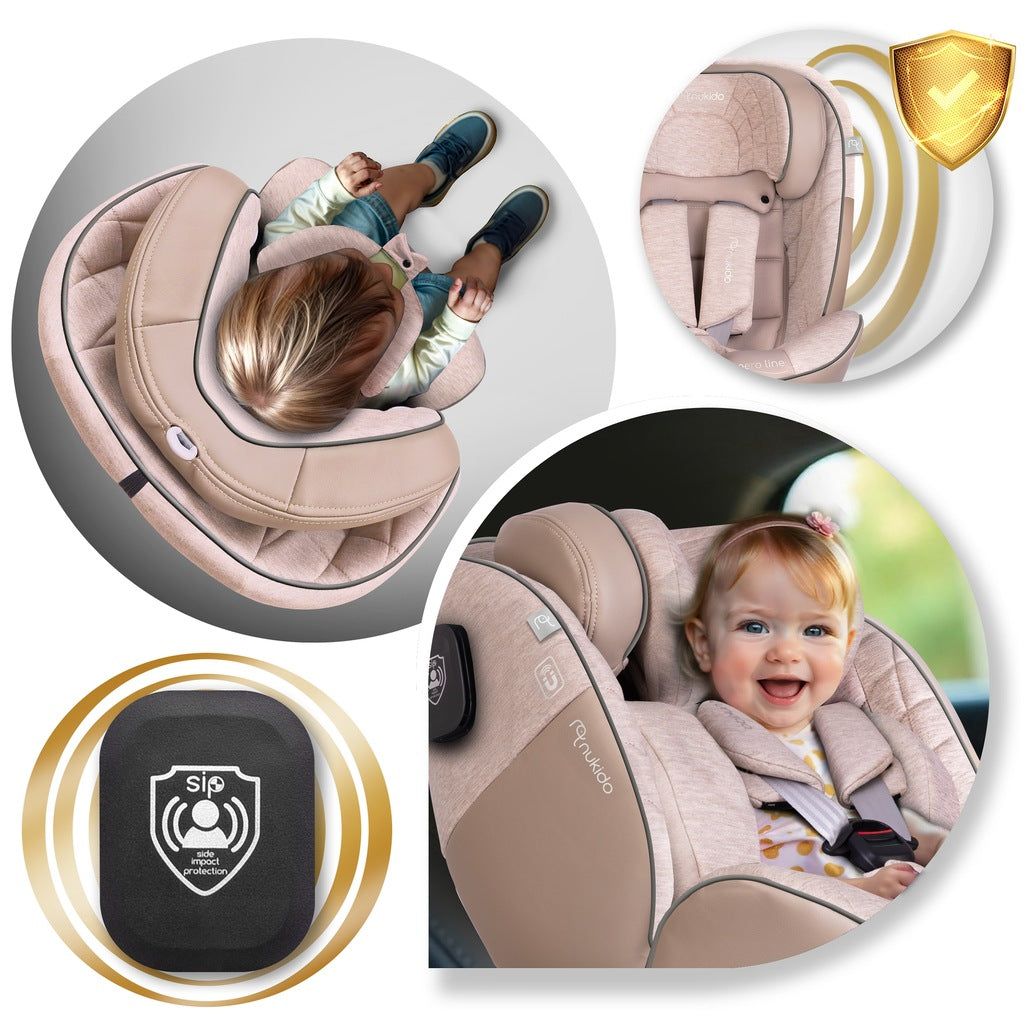 PASUKAMA AUTOMOBILINĖ KĖDUTĖ su KOJA 0-36KG ISOFIX NUKIDO I-SIZE 40-150cm