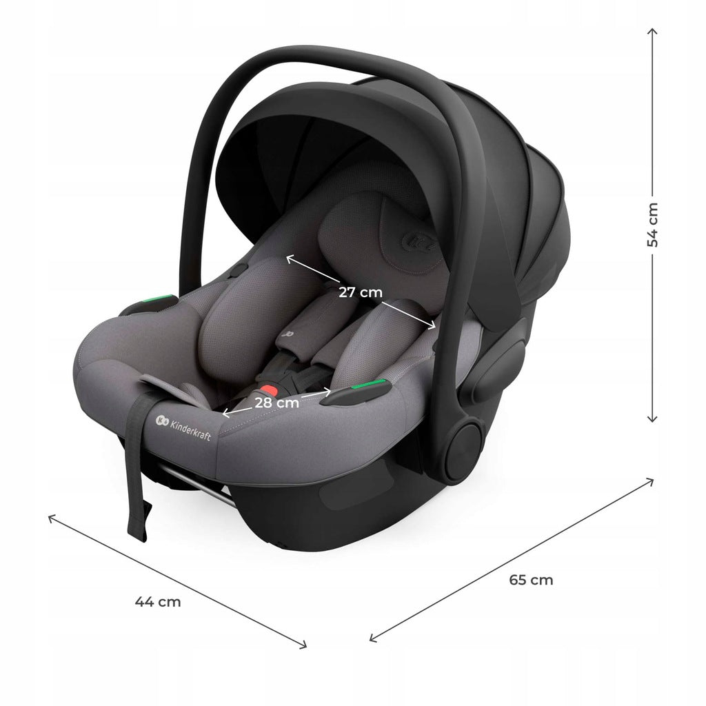 Kinderkraft I-LITE autokrēsliņš zīdaiņiem, 40-87 cm, 0-13 kg, pelēks