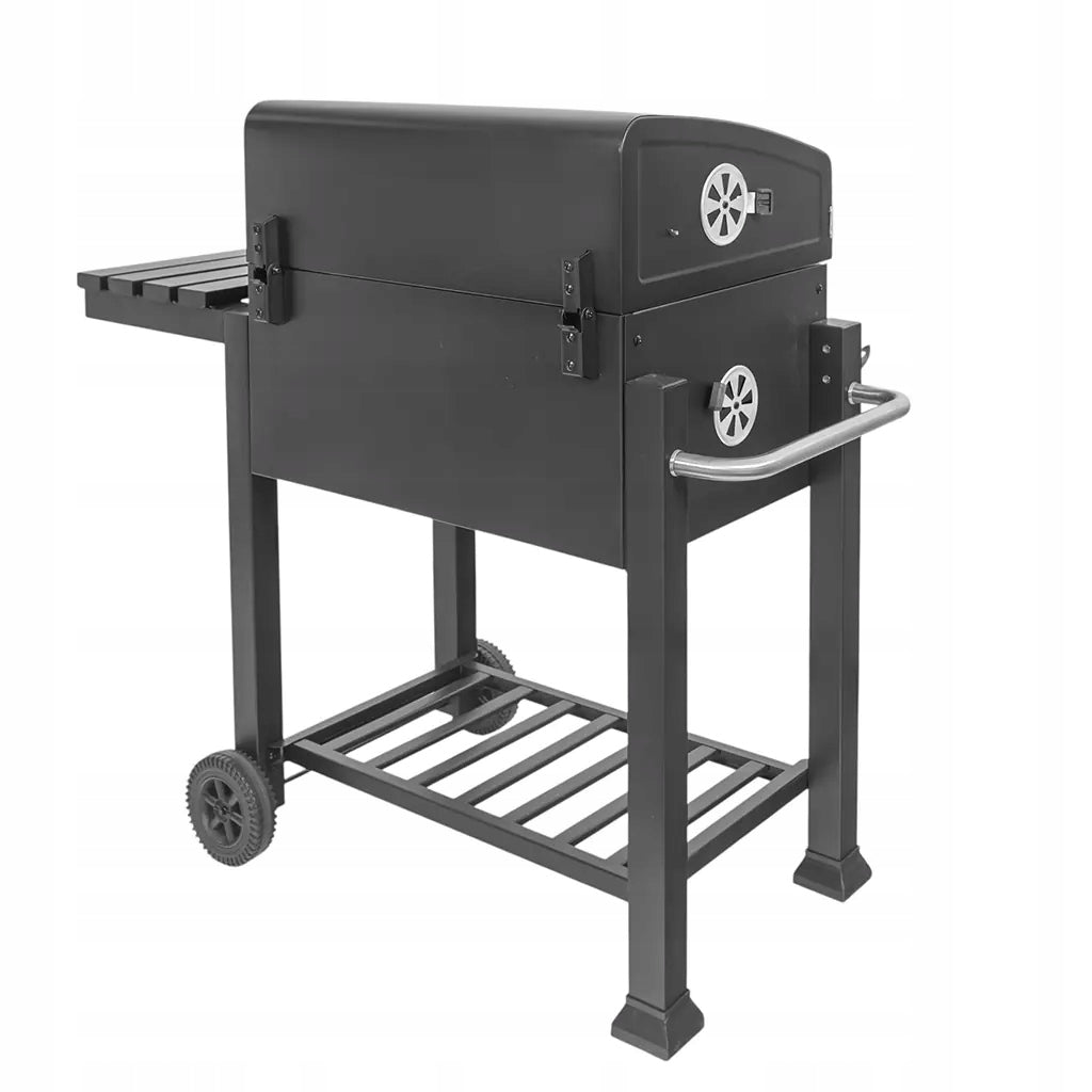 Suur süsi-grill, malmrest kaanega, reguleeritav termomeeter