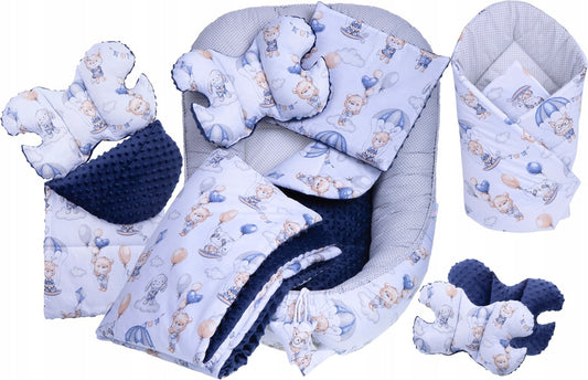 Kūdikių kokonų lizdelis „Minky“ rinkinys XXL „BabyMam“ 7 dalys