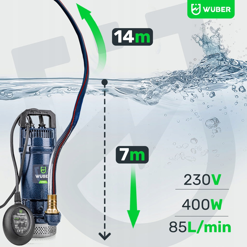 Sukelpump ujuki ja filtriga puhtale ja mustale veele