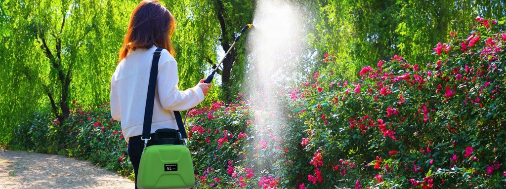 AKUMULIATORINIS ELEKTRINIS PEČIŲ PURŠKTUVAS, 5 L, 3 ANTGALIAI SU REGULIUOJAMU ANTGALIU