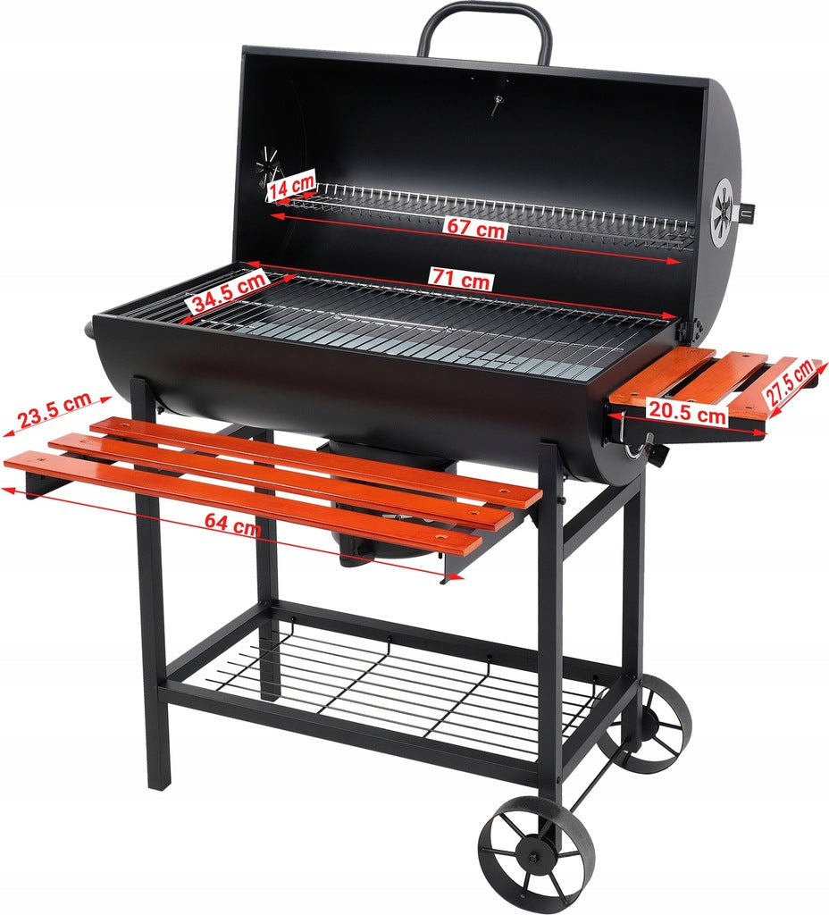 Aia söegrill ratastel, riiulid