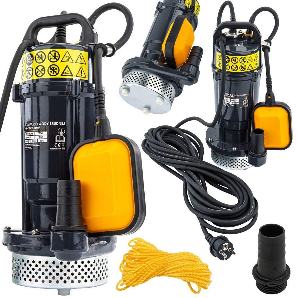 Švaraus ir nešvaraus vandens siurblys su plūde, panardinamas, galingas 750 W, 6000 l/h