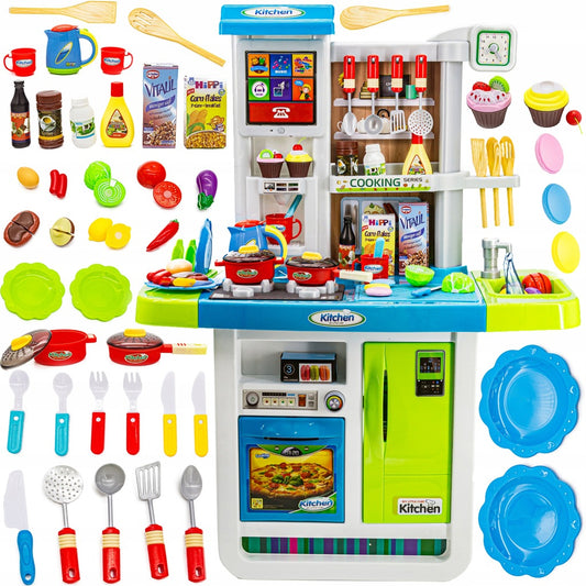 98 cm didelė vaikų virtuvė. Viryklės vandens garsai