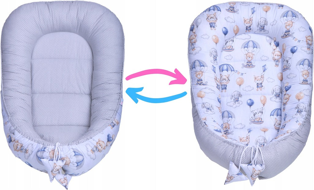 Kūdikių kokonų lizdelis „Minky“ rinkinys XXL „BabyMam“ 7 dalys