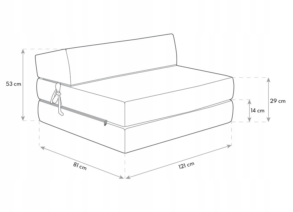 Sulankstoma sofa-fotelis, patogus čiužinys-sofa SARA MAXI, 120x200 cm x 14 cm