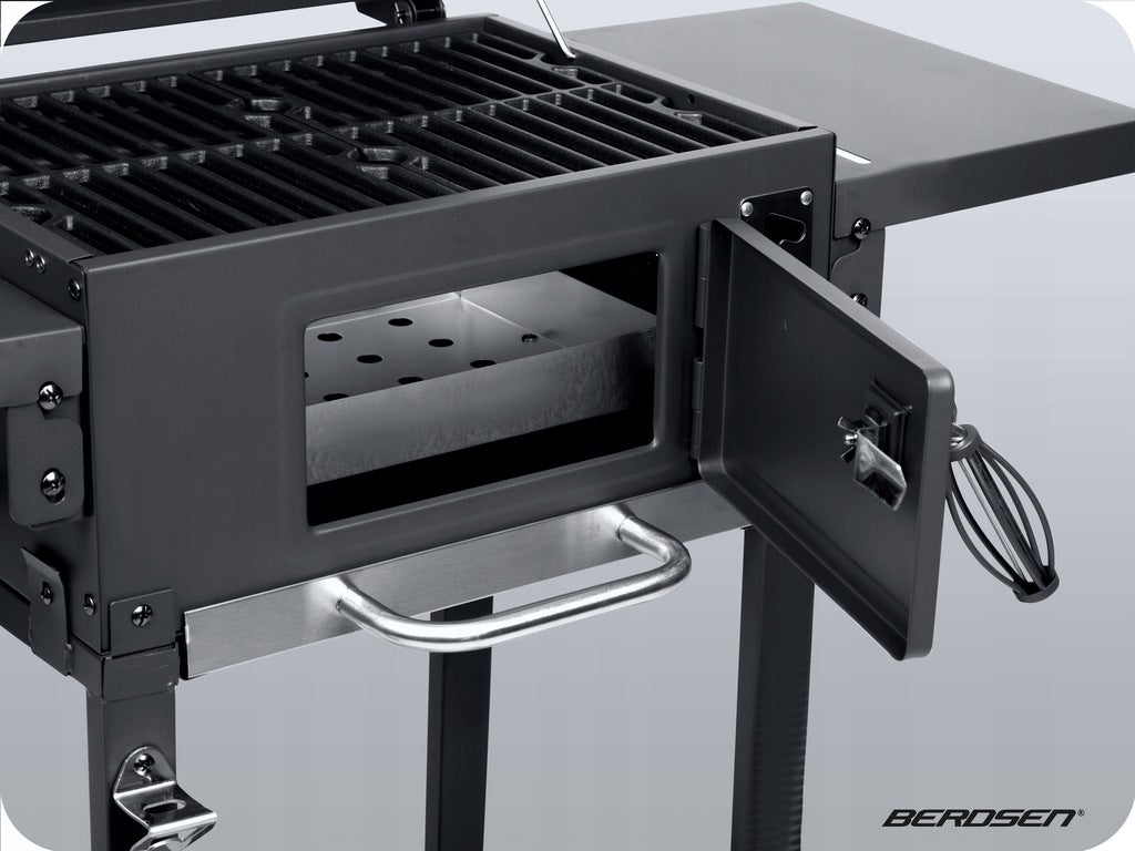Söegrill, malmkamin, kaanega grillrest, tuhasahtel, termomeeter