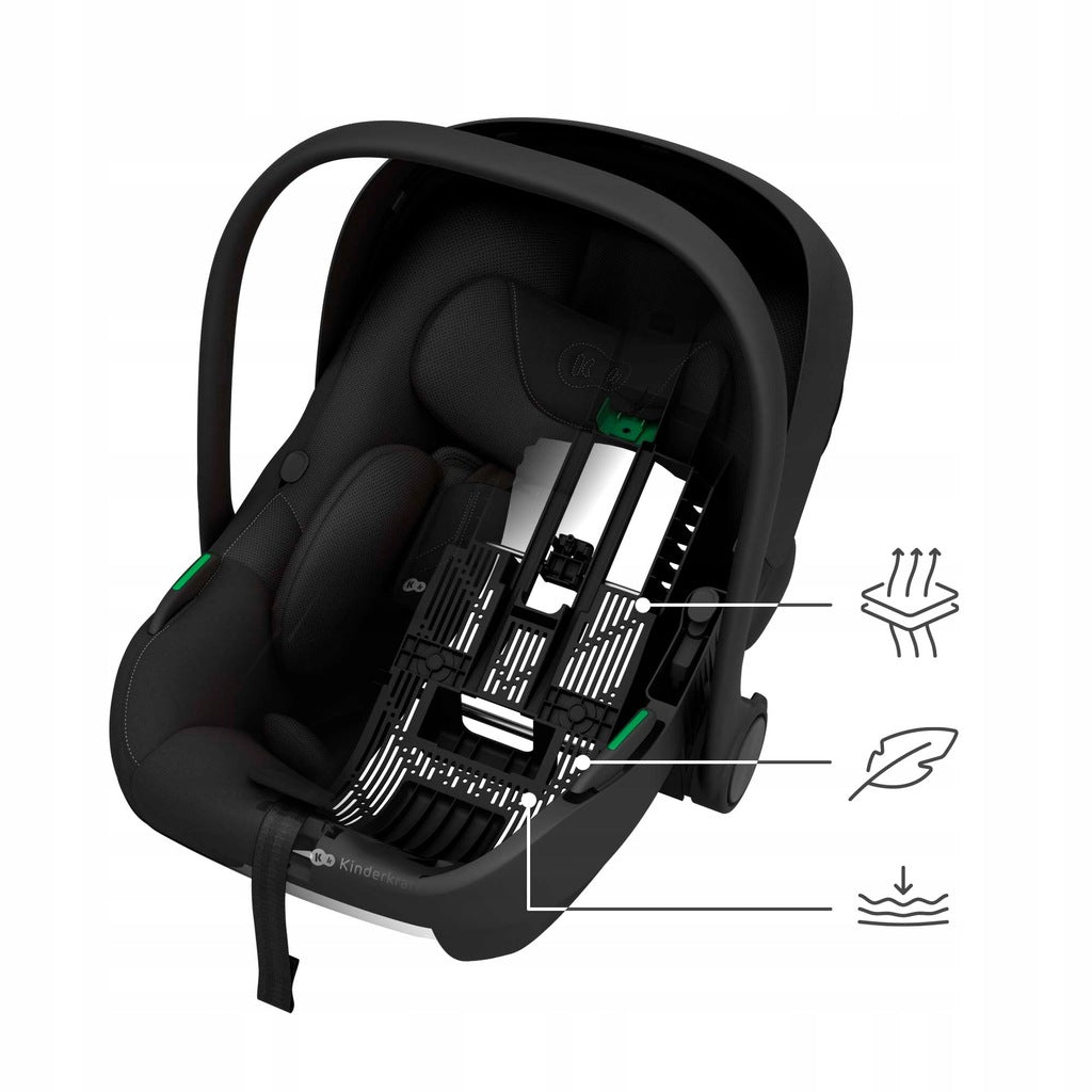 Kinderkraft I-LITE automobilinė kėdutė kūdikiams, 40-87 cm, 0-13 kg, juoda