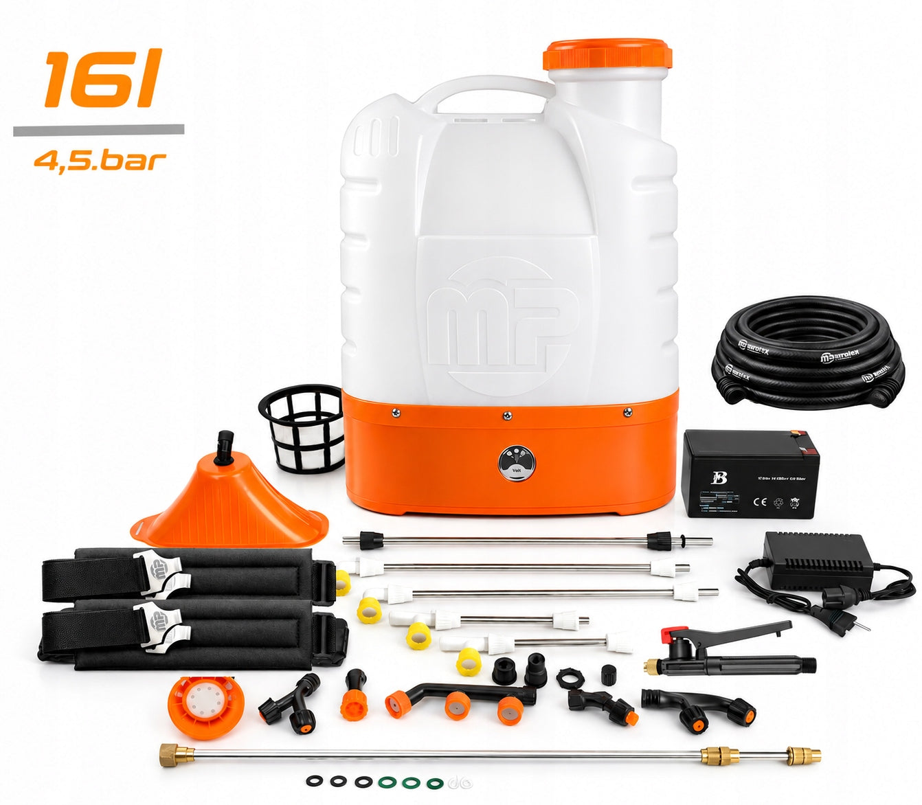 Elektrinis purkštuvas su baterija, 16 l, sodui, „Majster MP0350“