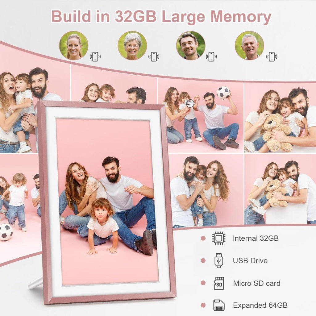 Digitālais foto rāmis ar 32 GB atmiņu, 10,1 collu viedais foto rāmis ar WiFi