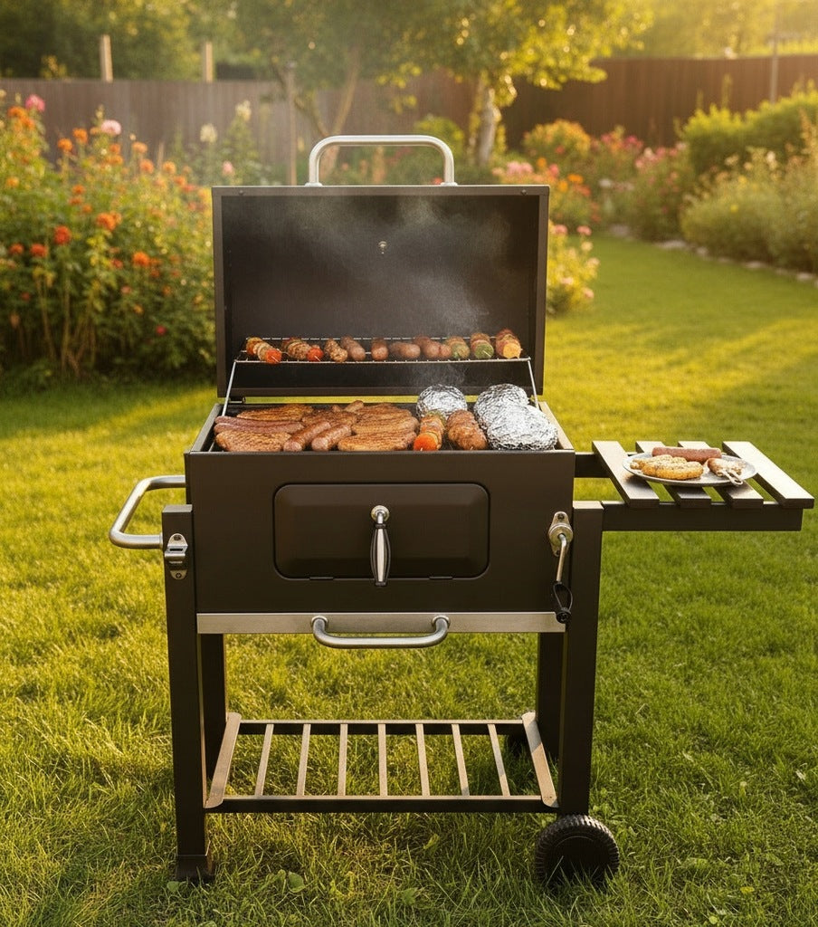 Aiaga söegrill, malmist resti kaaned riiulid