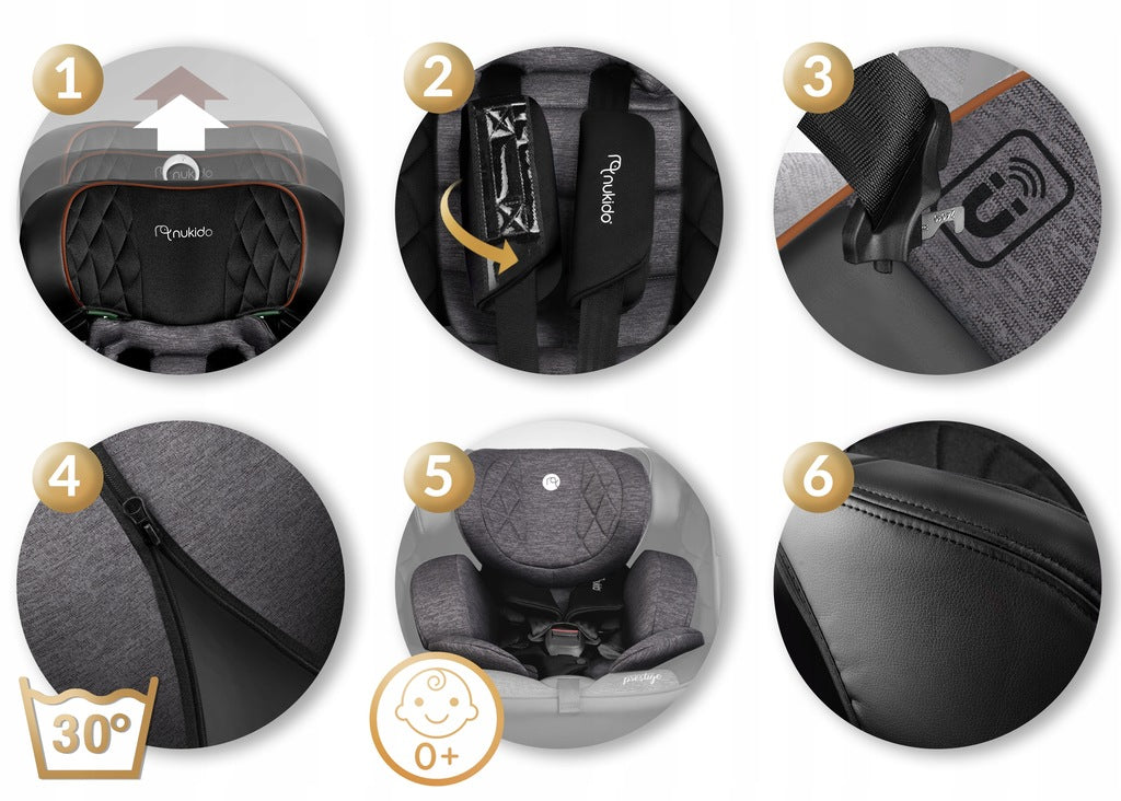 PASUKAMA AUTOMOBILINĖ KĖDUTĖ su KOJA 0-36KG ISOFIX NUKIDO I-SIZE 40-150cm