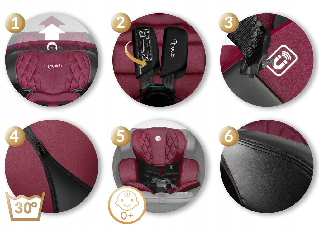 PASUKAMA AUTOMOBILINĖ KĖDUTĖ su KOJA 0-36KG ISOFIX NUKIDO I-SIZE 40-150cm