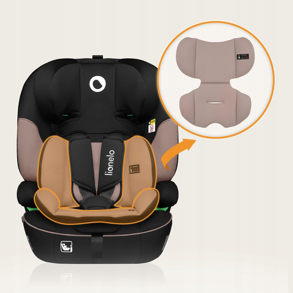 Automobilinė kėdutė 76-150 cm, pločio sėdynė 9-36 kg, Lionelo LEVI I-SIZE
