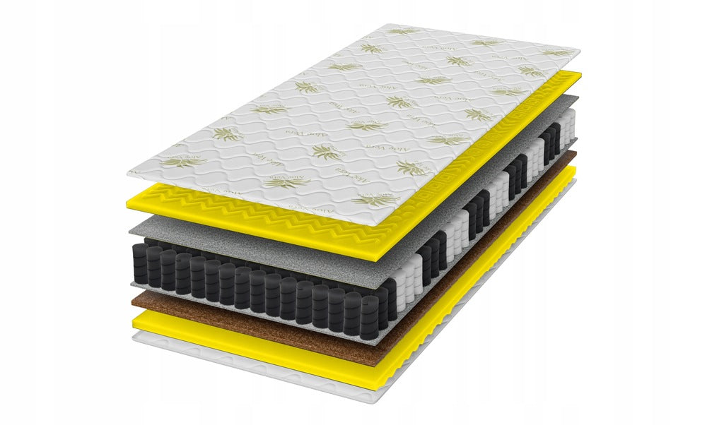 Hiperelastinis juodas 90x200 kišeninis masažinis čiužinys 22 cm prabangus kokosas