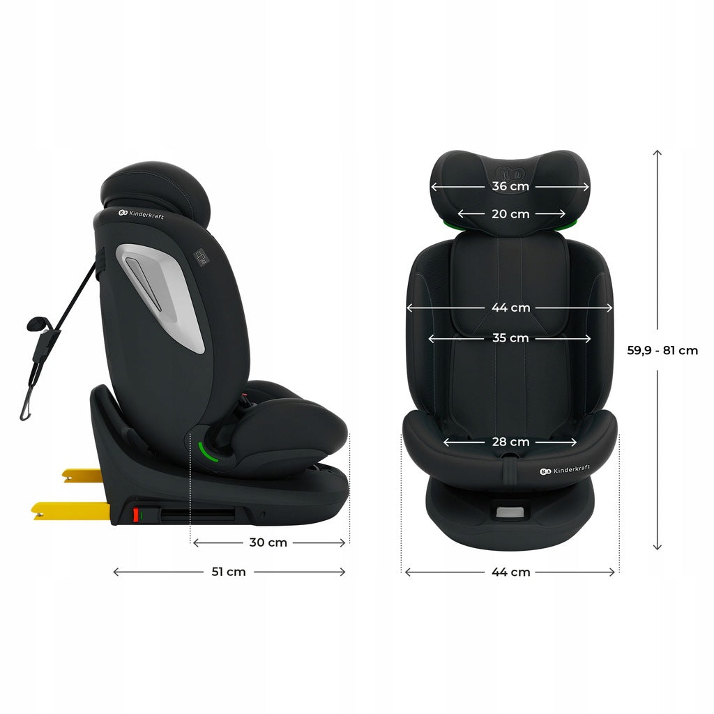 KINDERKRAFT pasukama automobilinė kėdutė I-GROW 2 PLUS ISIZE ISOFIX 0-36 KG