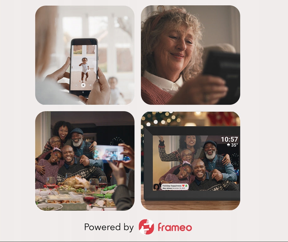 10,1 colio skaitmeninis nuotraukų rėmelis su WiFi ryšiu ir atspaudais, baltas