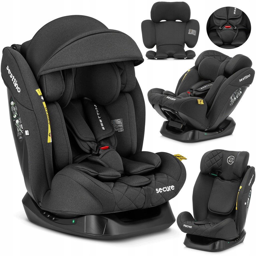 Sesttino SecurePro vaikiška automobilinė kėdutė 0-36 kg, saugi 40-150 cm