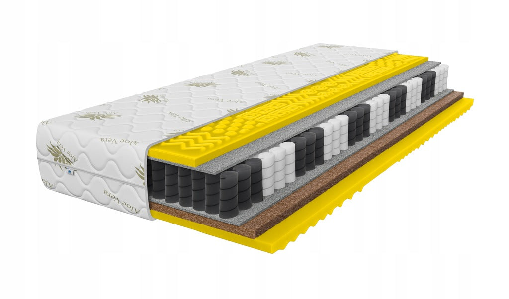 Hiperelastinis juodas 90x200 kišeninis masažinis čiužinys 22 cm prabangus kokosas