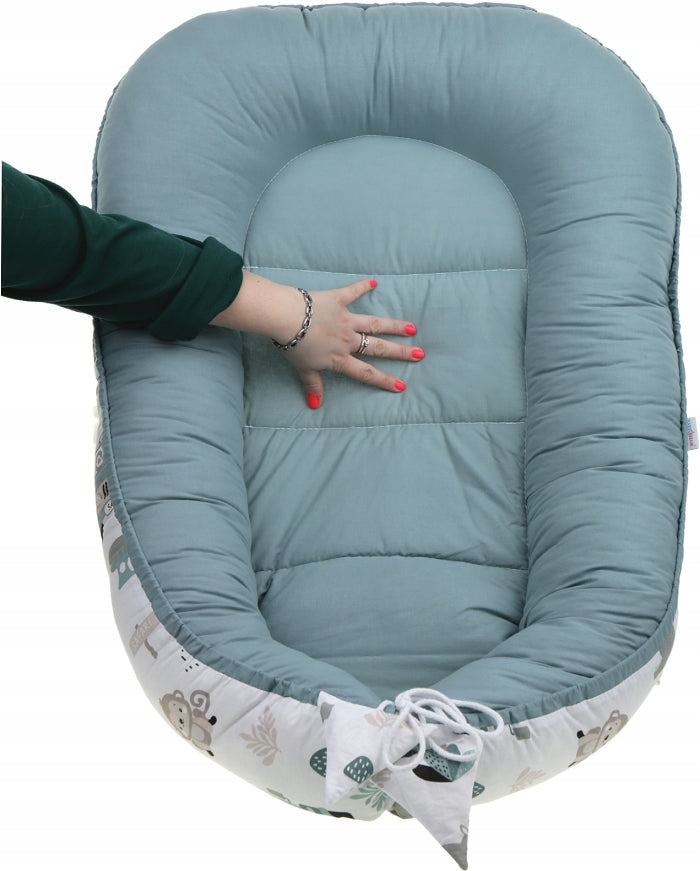 Bērnu ligzda-kokons "Minky" XXL komplekts "BabyMam", 7 daļas
