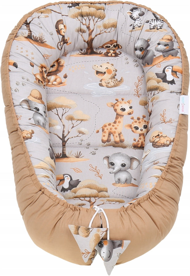 Bērnu ligzda-kokons "Minky" XXL komplekts "BabyMam", 7 daļas