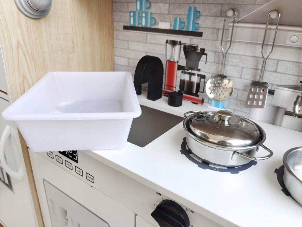 Puidust lastemänguköök, suur pliit, LED-valgusti