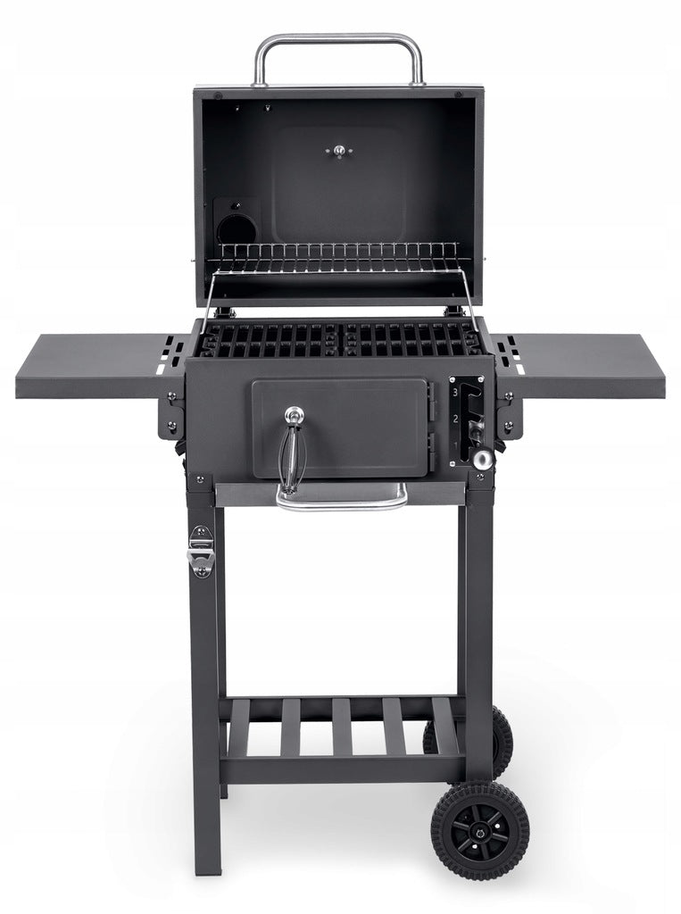 Söegrill, malmkamin, kaanega grillrest, tuhasahtel, termomeeter