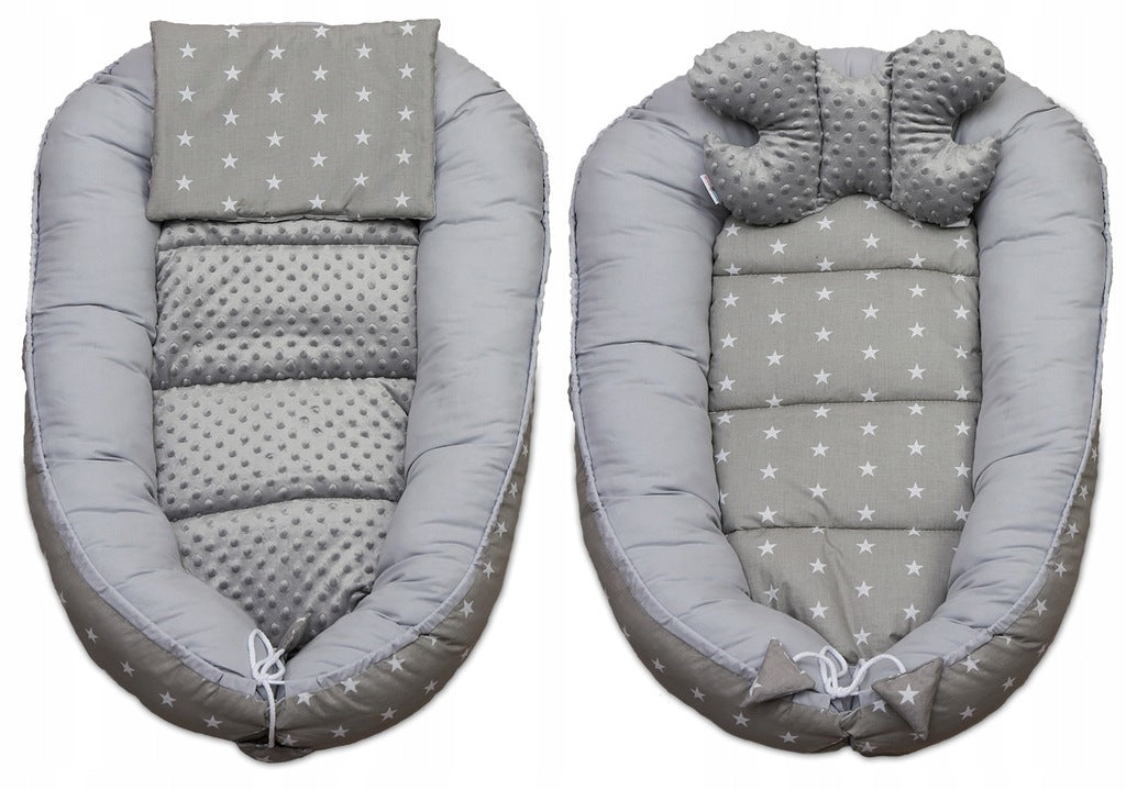 Bērnu ligzda-kokons "Minky" XXL komplekts "BabyMam", 7 daļas