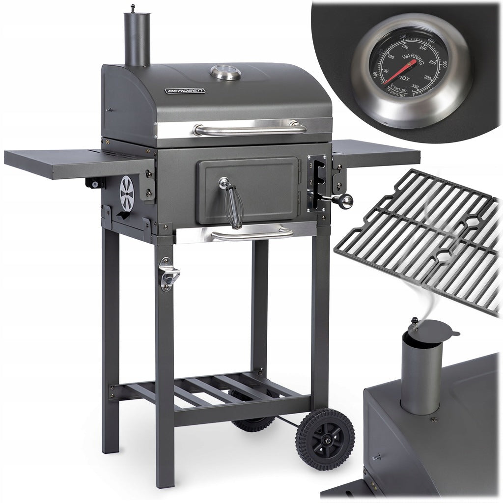 Söegrill, malmkamin, kaanega grillrest, tuhasahtel, termomeeter