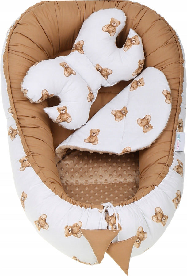 Bērnu ligzda-kokons "Minky" XXL komplekts "BabyMam", 7 daļas