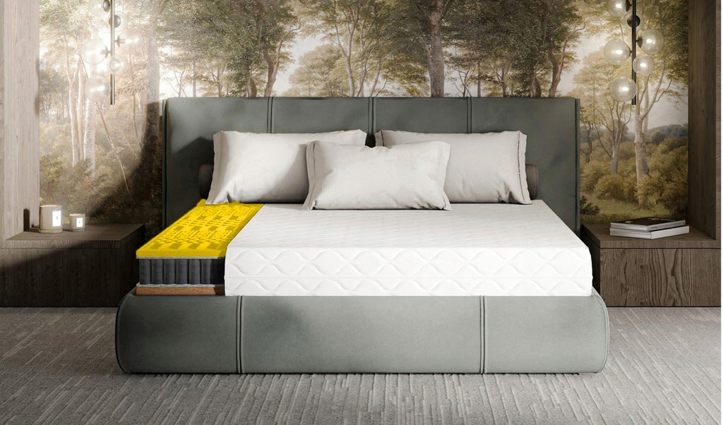 120x200 itin elastingas juodas kišeninis masažinis čiužinys, 22 cm, prabangus kokoso spalvos