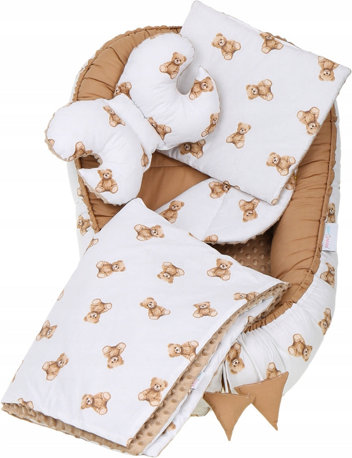 Bērnu ligzda-kokons "Minky" XXL komplekts "BabyMam", 7 daļas