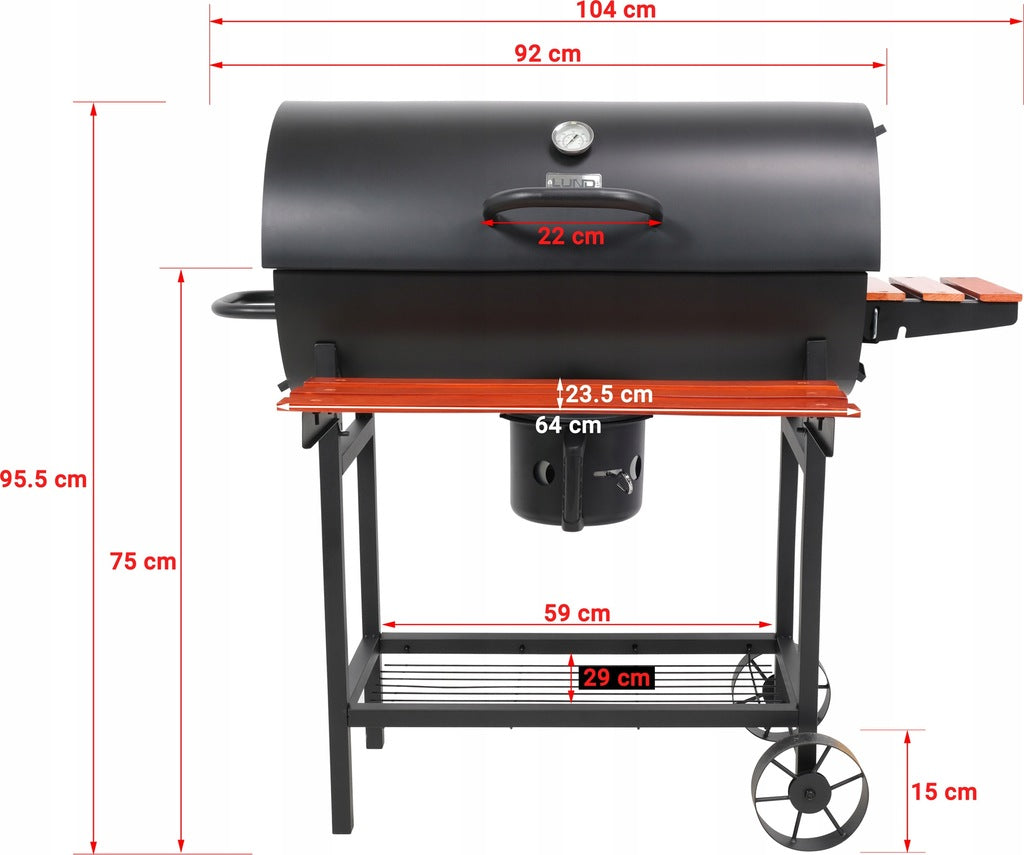 Aia söegrill ratastel, riiulid