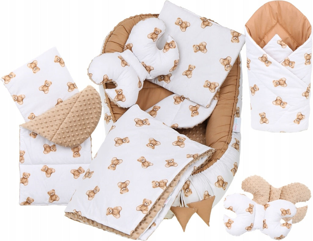 Bērnu ligzda-kokons "Minky" XXL komplekts "BabyMam", 7 daļas