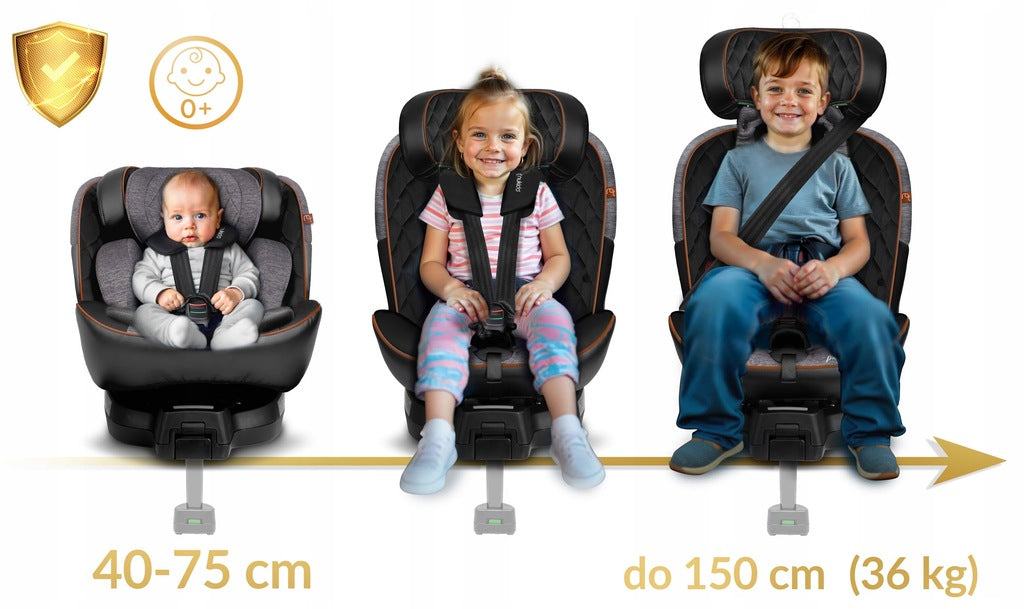 PASUKAMA AUTOMOBILINĖ KĖDUTĖ su KOJA 0-36KG ISOFIX NUKIDO I-SIZE 40-150cm