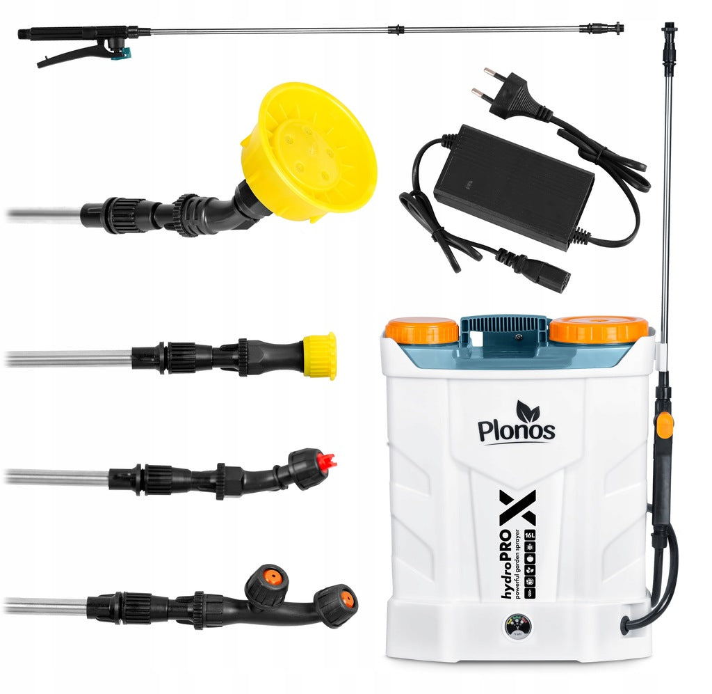 Akumulatoru spiediena smidzinātājs ar mugursomu, elektrisks, 85 cm sprausla, 16 l