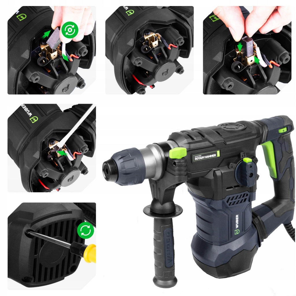1500 W smūginis gręžtuvas, 6 J smūginis plaktukas, stiprus SDS + gręžimo smaigalys
