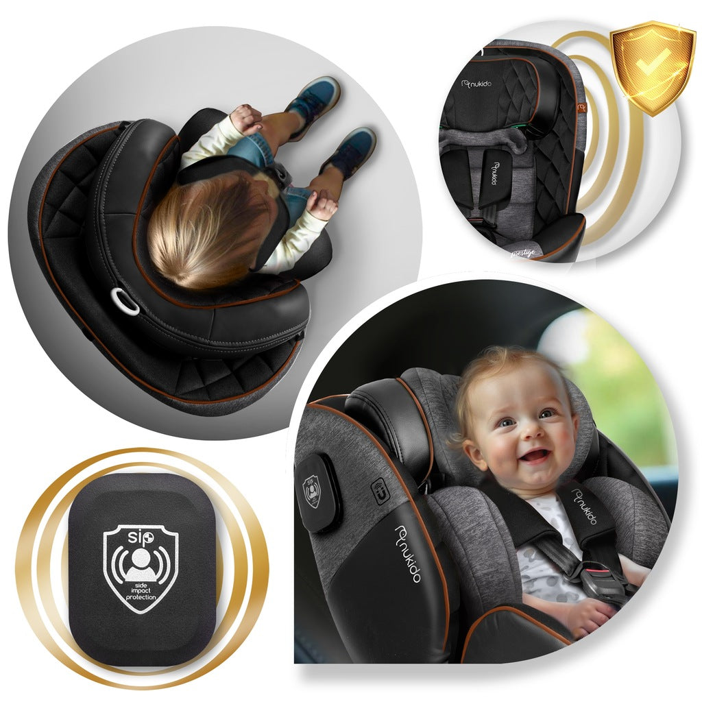 PASUKAMA AUTOMOBILINĖ KĖDUTĖ su KOJA 0-36KG ISOFIX NUKIDO I-SIZE 40-150cm