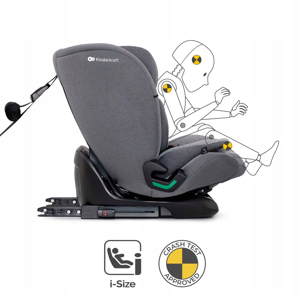 Kinderkraft automobilinė kėdutė 76-150cm 9-36kg ISOFIX ONETO3 i-Size pilka